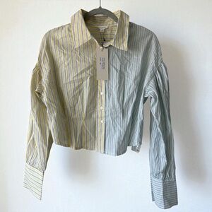 Dance & Marvel Striped Button Down Shirt in Yellow and Blue